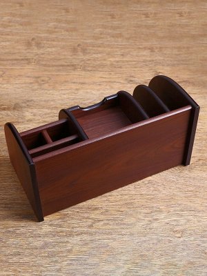 Органайзер 7 секций, 2 выдвижных ящика, серия Орех с кантом темным, 16x30x15 см