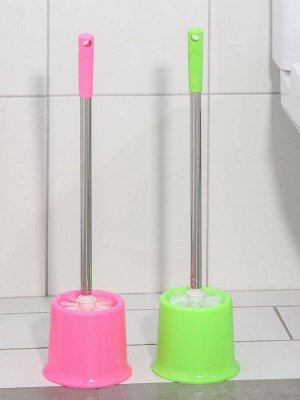 Ёршик для унитаза с подставкой, 13x53 см, цвет МИКС