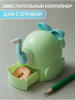 Точилка для карандашей механическая Calligrata «Сова», с контейнером, светло-зелёная