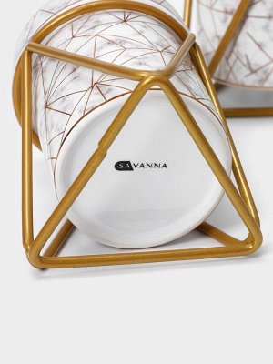 Аксессуары для ванной SAVANNA «Геометрика», 3 предмета, мыльница, дозатор для мыла 290 мл, стакан, белые