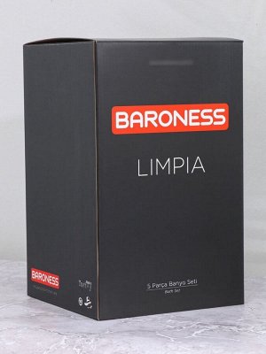 Набор для ванной комнаты BARONESS, 5 предметов, ведро для мусора, ёрш с подставкой, мыльница, дозатор, стакан, чёрный