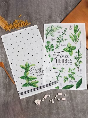Набор кухонных полотенец Доляна Fines herbes, 35х60см-2шт, 100% хлопок