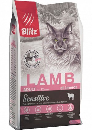 Blitz д/кош Sensitive Adult Ягненок/Рис 2кг
