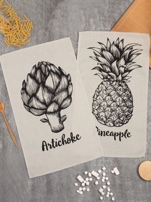 Набор кухонных полотенец Доляна Pineapple 35х60см-2шт, 100% хлопок