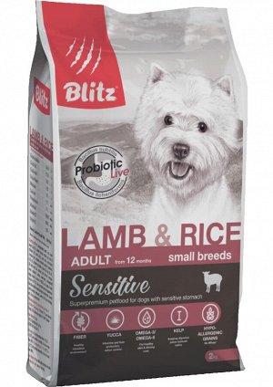 Blitz д/соб Sensitive Adult д/мелк пород Ягненок/Рис 500гр