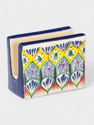 Салфетница узбекская Шафран «Риштанская керамика», 11.5x5.5x9 см, разноцветная