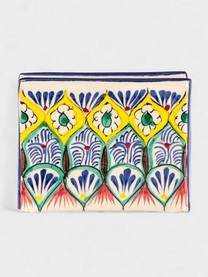 Салфетница узбекская Шафран «Риштанская керамика», 11.5x5.5x9 см, разноцветная