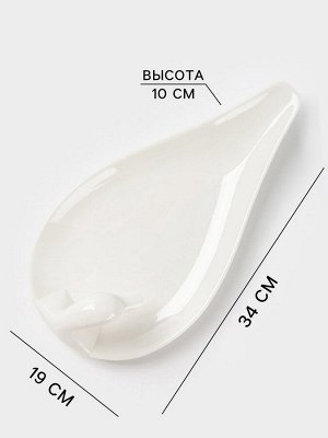 Блюдо Magistro «Лебедь», 34x19 см, фарфор, белое