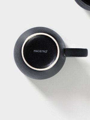 Кружка Magistro Carbon, 380 мл, фарфор, чёрная