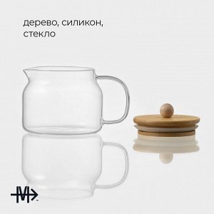 Чайник стеклянный заварочный Magistro «Эко», 400 мл, с бамбуковой крышкой