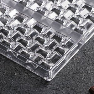 Форма для шоколада KONFINETTA «Инфинити», 27.5x17.5x2.5 см, 3 ячейки 15.3x7.5x0.8 см, прозрачная