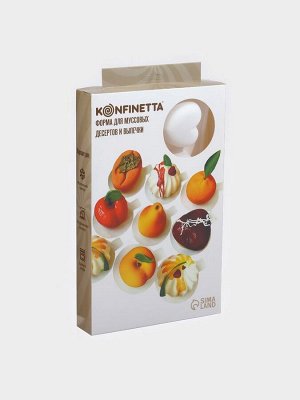 Форма для муссовых десертов и выпечки KONFINETTA «Сердца», 30x17.5x3 см, 8 ячеек (6.2x6 см), силикон, белая