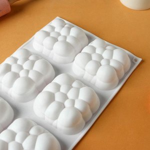 Форма для выпечки и муссовых десертов KONFINETTA «Облако», силикон, 30x18.8x3.5 см, 6 ячеек (7.4x7.4 см), белая