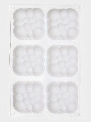 Форма для выпечки и муссовых десертов KONFINETTA «Облако», силикон, 30x18.8x3.5 см, 6 ячеек (7.4x7.4 см), белая