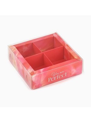 Коробка под 4 конфеты с ячейками «Яркие краски», 10 х 10 х 3 см