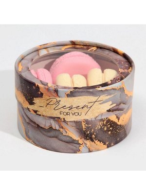 Коробка для макарун, кондитерская упаковка тубус с окном, «Мрамор» 12 х 12 х 5 см