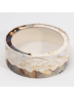 Коробка для макарун, кондитерская упаковка тубус с окном, «Мрамор» 16 х 16 х 5 см