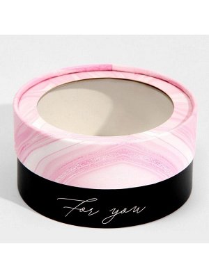 Коробка для макарун, кондитерская упаковка тубус с окном, For you 12 х 12 х 5 см