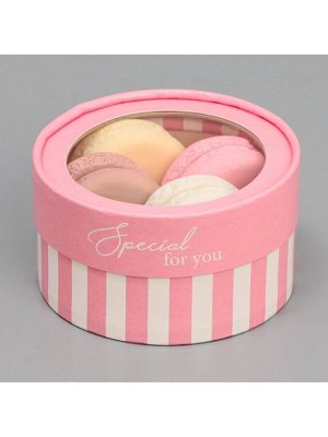 Коробка для макарун, кондитерская упаковка тубус с окном For you, 12 х 12 х 5 см