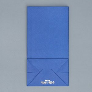 Пакет подарочный без ручек «С Новым Годом», синий, с тиснением, 10x19.5x7 см