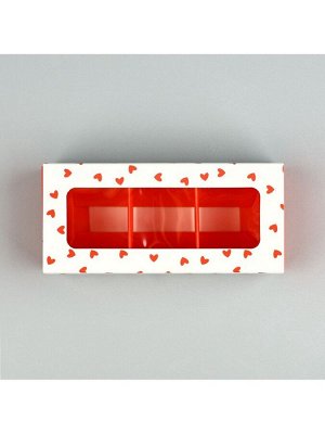 Коробка под 3 конфеты с ячейками «Сердечки», 13 х 3 х 5.5 см