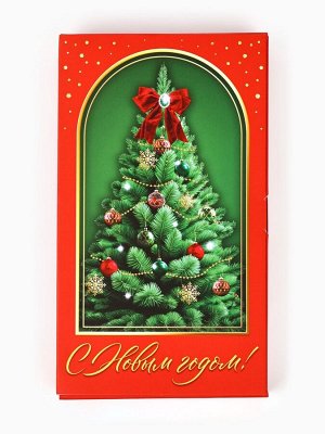 Коробка для шоколада с местом для денег «Классический Новый год», 20*2*12 см