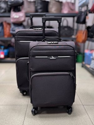 Чемодан тканевый коричневый большой L