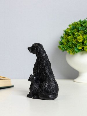 Фигурка гипс «Лабрадор с щенками», 10x7 см, чёрный