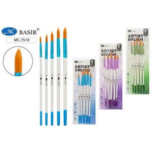 Набор кистей 5 шт: нейлон (круглые №4,6,8,10,12) МС-7519 Basir