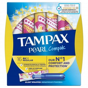 TAMPAX Compak Тампоны женские гигиенические с аппликатором Regular Duo 16шт ПрепакКороб