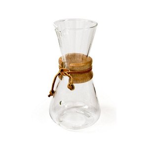 Классическая кофеварка кемекс на три чашки CHEMEX Classic CM-1C 3 порции, стекло