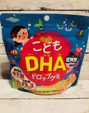 Детские витамины Unimat Riken  DHA ( Омега-3) со вкусом апельсина 90t