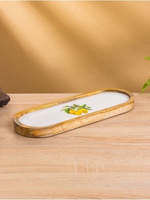 Набор розеток на подносе «Лимоны», 3 шт., 33.5x13x6.5 см, дерево манго