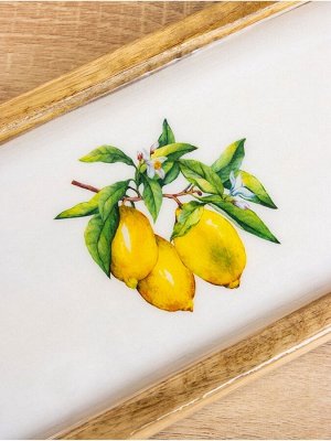 Набор розеток на подносе «Лимоны», 3 шт., 33.5x13x6.5 см, дерево манго