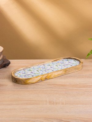 Набор розеток на подносе «Оттенки сирени», 3 шт., 33.5x13x6.5 см, дерево манго