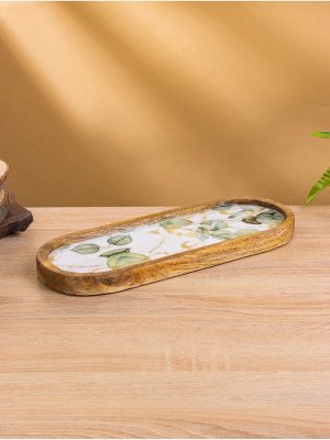 Набор розеток на подносе «Листья», 3 шт., 33.5x13x6.5 см, дерево манго