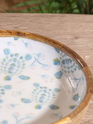 Блюдо «Черепаха и цветы», 25.5x25.5x6 см, дерево манго