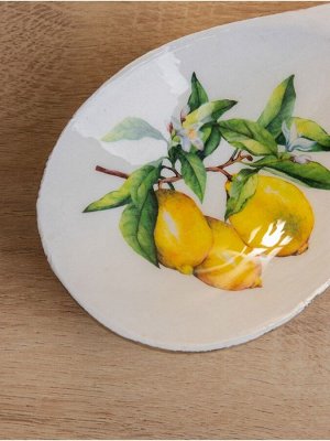 Подставка под ложку «Лимоны», 25.5x9x3.8 см, дерево манго