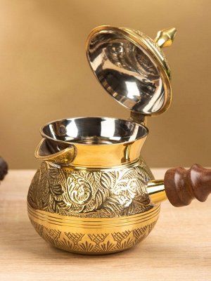 Турка «Эгоист», 250 мл, латунь, с крышкой и деревянной ручкой