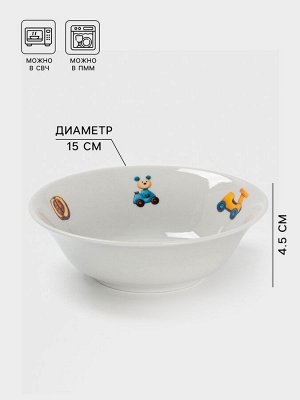 Миска Дулевский фафор «Мишутка», 360 мл, d=15 см, белая