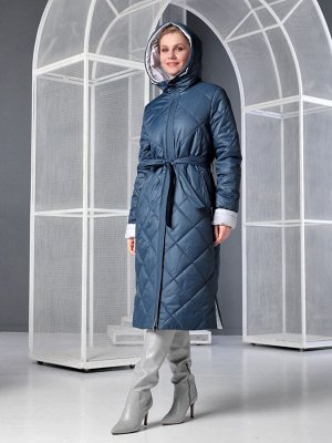 Пальто дем. двустороннее синий/серый