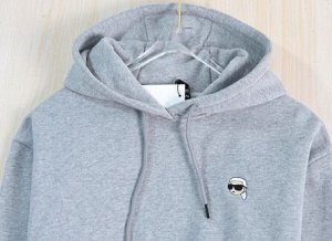 Костюм хлопковый: толстовка с капюшоном + широкие брюки, серый