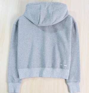 Костюм хлопковый: толстовка с капюшоном + широкие брюки, серый