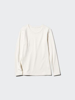 UNIQLO Heattech Ultra Warm - очень теплый термо-лонгслив с круглым вырезом - 01 OFFWHITE