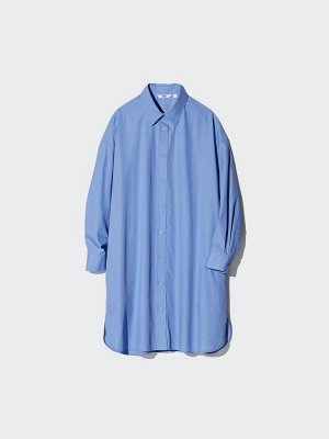 UNIQLO - оверсайз рубашка-платье с карманами - 63 BLUE