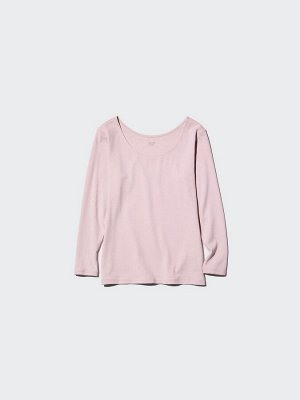 UNIQLO Extra Warm Heattech - теплая термо-кофта с U-образным вырезом - 10 PINK
