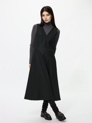 UNIQLO - платье из джерси с V-образным вырезом－09 BLACK