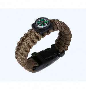 Paracord bracelet with compass,buckle with whistle, coyote