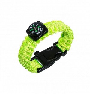 Paracord bracelet with compass,buckle with whistle, lime