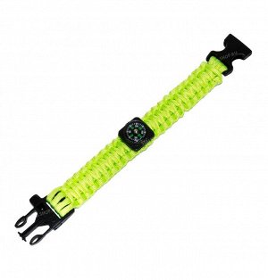 Paracord bracelet with compass,buckle with whistle, lime